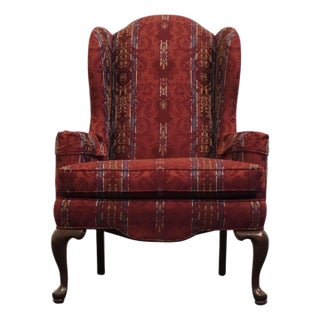 Ethan Allen Red Upholstered Traditional Sussex Wingback Accent Arm Chair 20-7517 For Sale