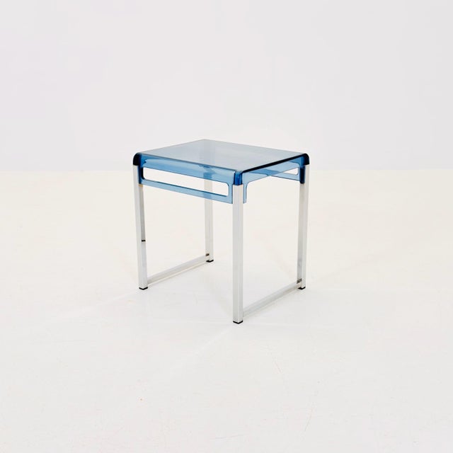 Mid-Century Space Age Blue Side Table by Marc Berthier for Prisunic, 1970s For Sale - Image 11 of 11
