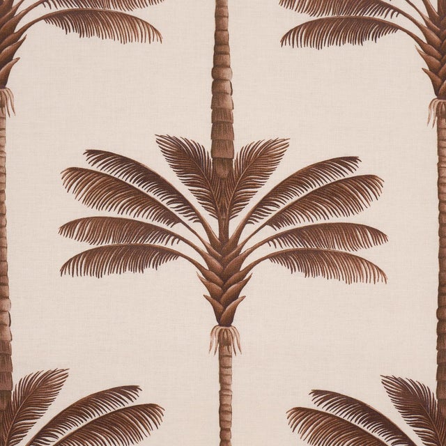Traditional Schumacher A Palm Is A Palm Print Fabric In Chocolate Meets Tobacco For Sale - Image 3 of 5