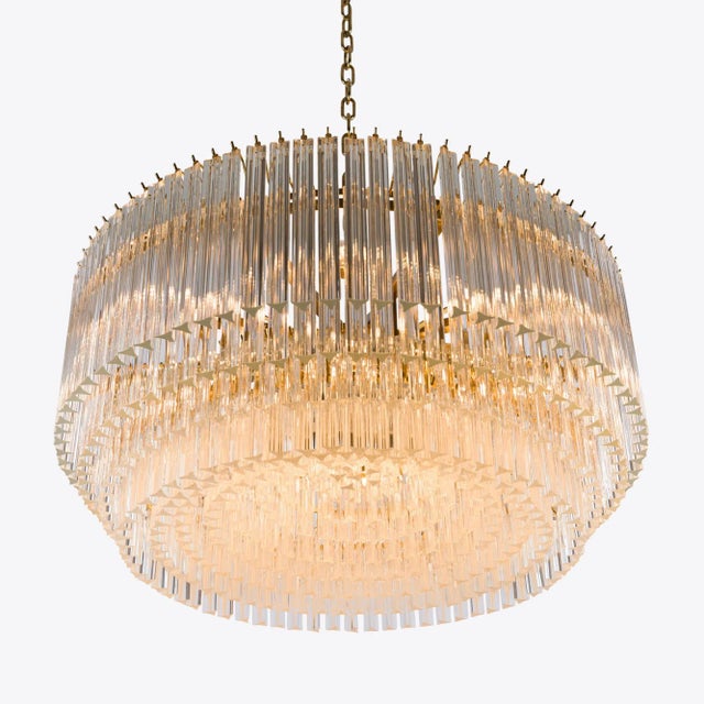 Mid-Century Modern Large Clear Amaro Drum Chandelier from Pure White Lines For Sale - Image 3 of 12