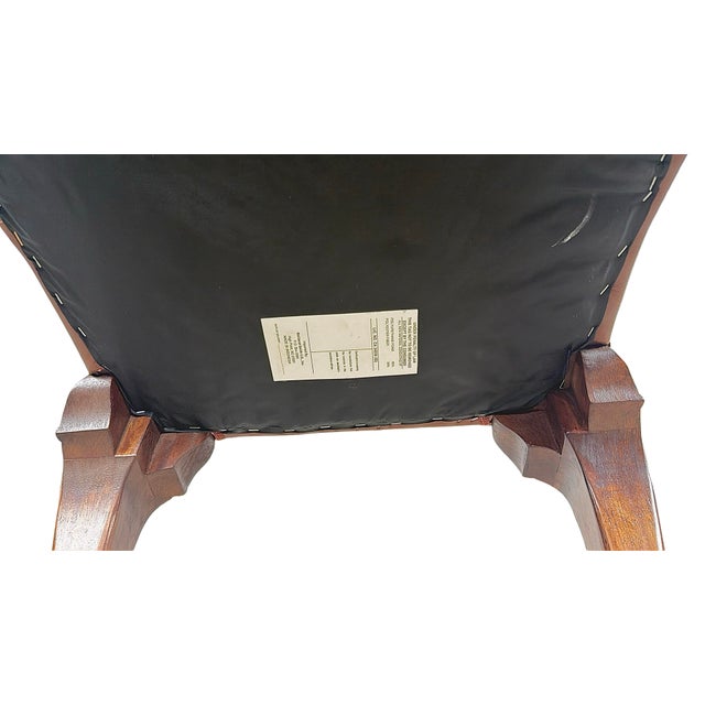 Vintage Maitland-Smith Carved Wood & Brown Leather Armchair For Sale - Image 16 of 18