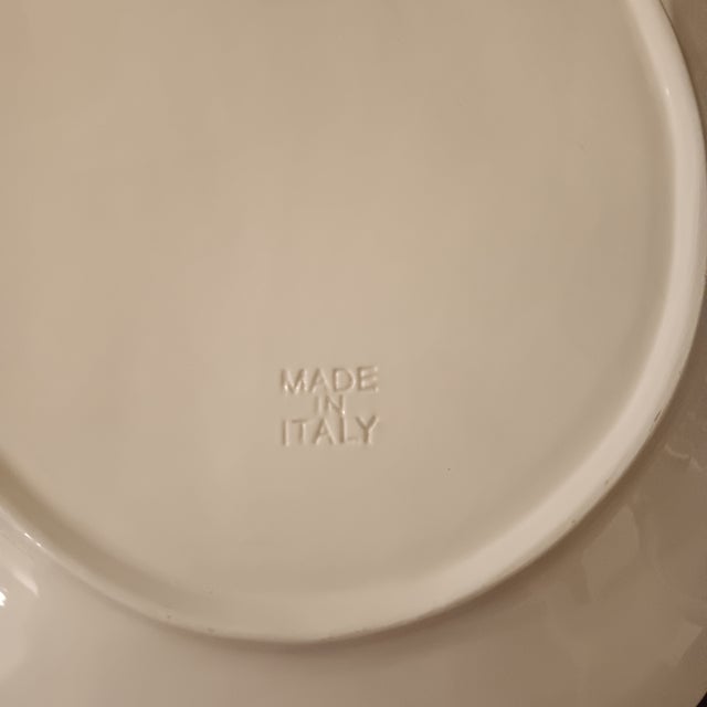 Large Vintage White Oval Ceramic Platter With Embossed Leaf Design. Made in Italy For Sale - Image 13 of 13