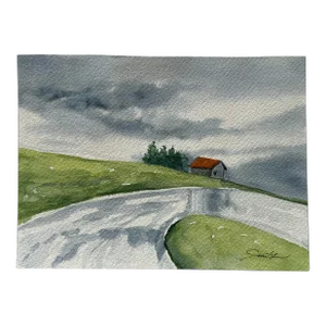 Original Watercolor Landscape Painting “A Rainy Day in Switzerland” by Nancy Smith