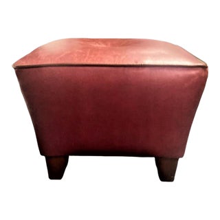Late 20th Century Vintage Red Leather Thomasville Ottoman For Sale