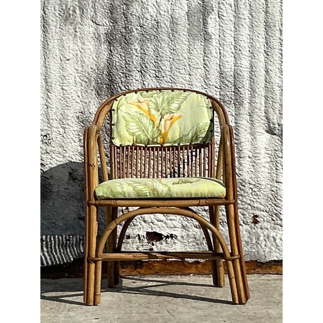 Mid 20th Century Vintage Coastal Bent Rattan Lounge Chair For Sale - Image 5 of 9
