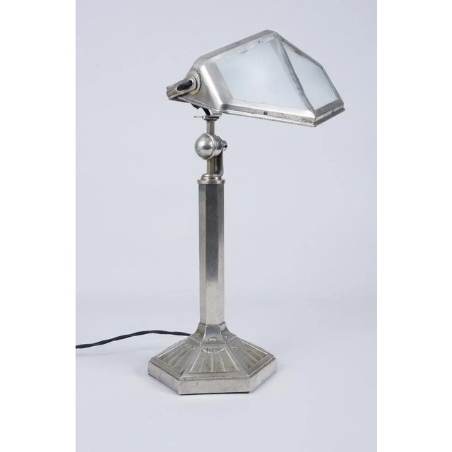 Metal Art Deco Adjustable Lamp Pirouett in Nickel & Brass, France, 1920s For Sale - Image 7 of 8