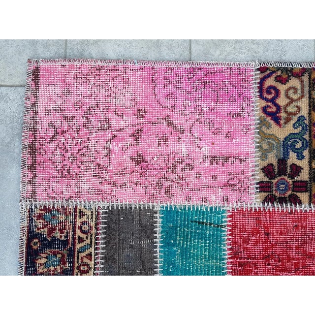 Mid 20th Century Hallway Anatolian Floral Rug For Sale - Image 9 of 9