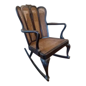Early 20th Century Wingback Cane Rocker Flint & Horner NY