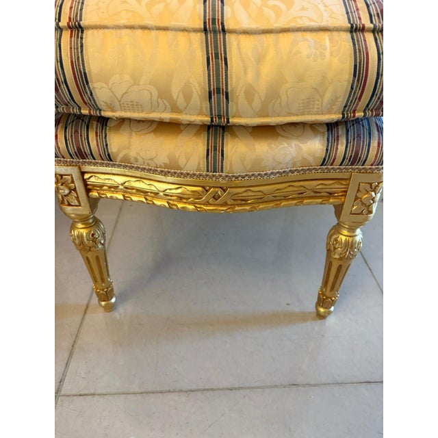 Antique French Upholstered Carved Giltwood Ottomans, 1920, Set of 2 For Sale - Image 6 of 12
