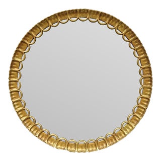 Vintage Palladio Italian Hollywood Regency Gold Gilt 39" Round Sunburst Mirror For Sale