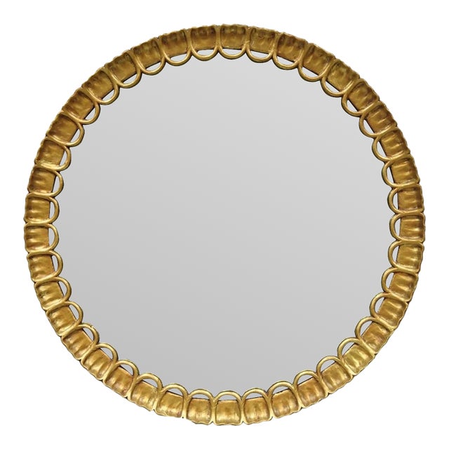Vintage Palladio Italian Hollywood Regency Gold Gilt 39" Round Sunburst Mirror For Sale