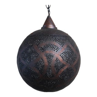Moorish Copper Globe Pendant Light Small For Sale