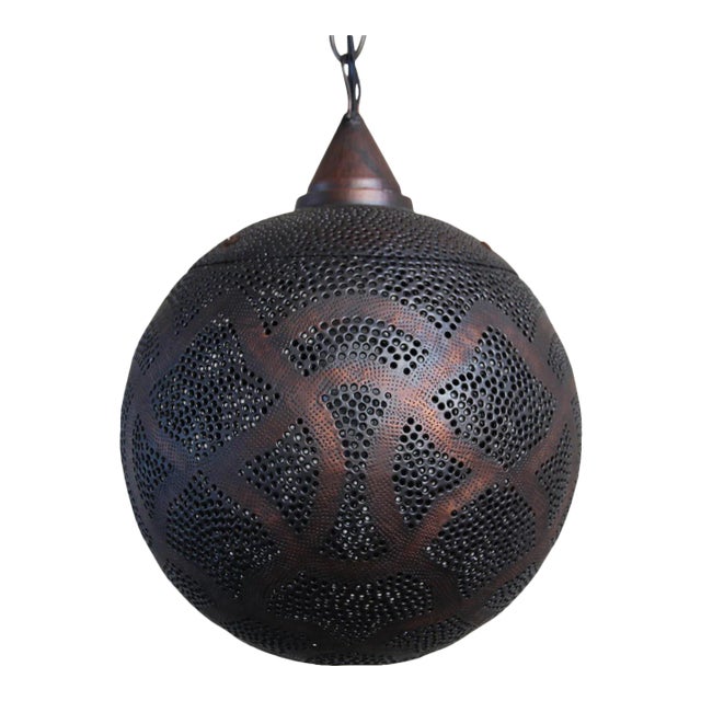 Moorish Copper Globe Pendant Light Small For Sale
