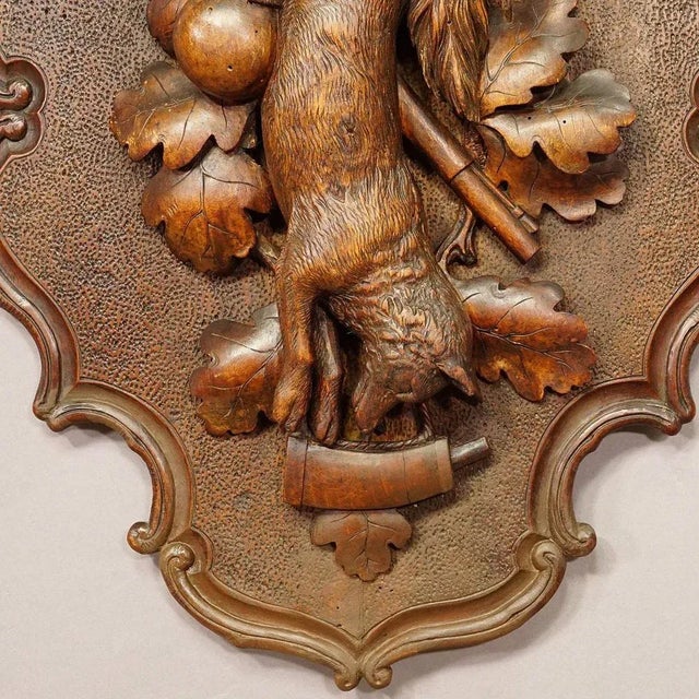Antique Wooden Carved Black Forest Game Plaque with Fox, 1890s For Sale - Image 5 of 9