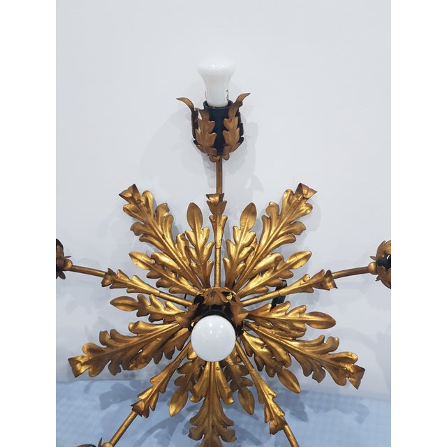 Gold Hollywood Regency Ceiling Lamp from Hans Kogl, Germany, 1960s For Sale - Image 8 of 12