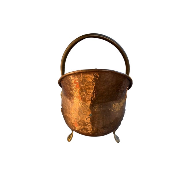 Metal Antique French Copper & Brass Coal Bucket Fireside Bin For Sale - Image 7 of 11