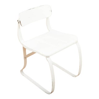 Health Chair in White Lacquered Metal and Flat Steel Base by Herman A. Sperlich for Ironrite, 1938 For Sale