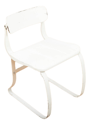 Health Chair in White Lacquered Metal and Flat Steel Base by Herman A. Sperlich for Ironrite, 1938