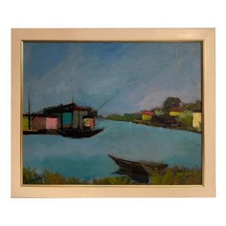 D'Accardi, River Landscape, Oil on Panel, Framed For Sale
