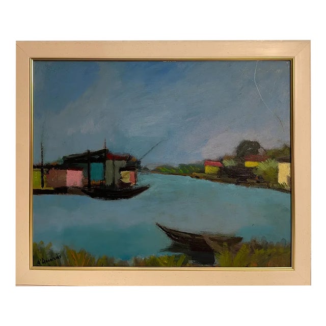 D'Accardi, River Landscape, Oil on Panel, Framed For Sale