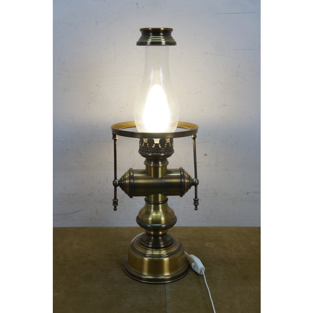 Willian Fawecett Brass Pharmacy Apothecary Library Reading Hurricane Lamp 22" For Sale - Image 15 of 16