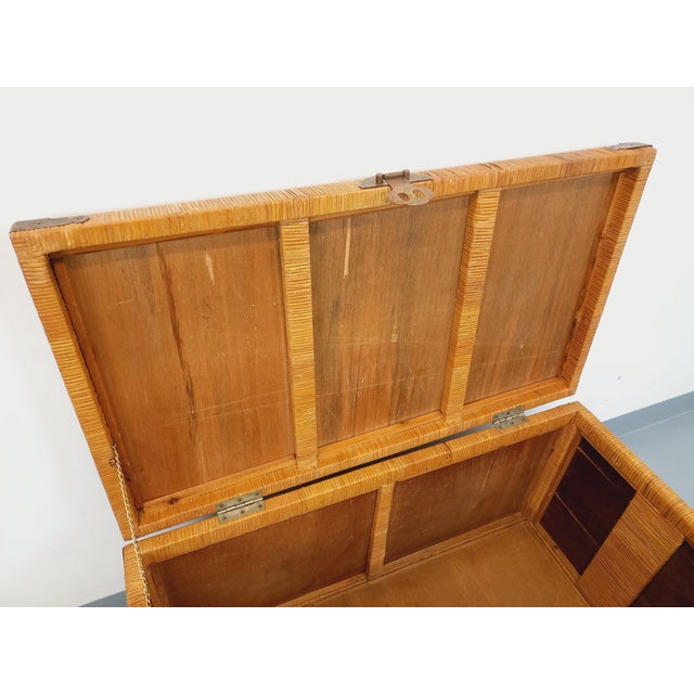 Vintage Trunk in Wood and Rattan, 1960s For Sale - Image 17 of 18