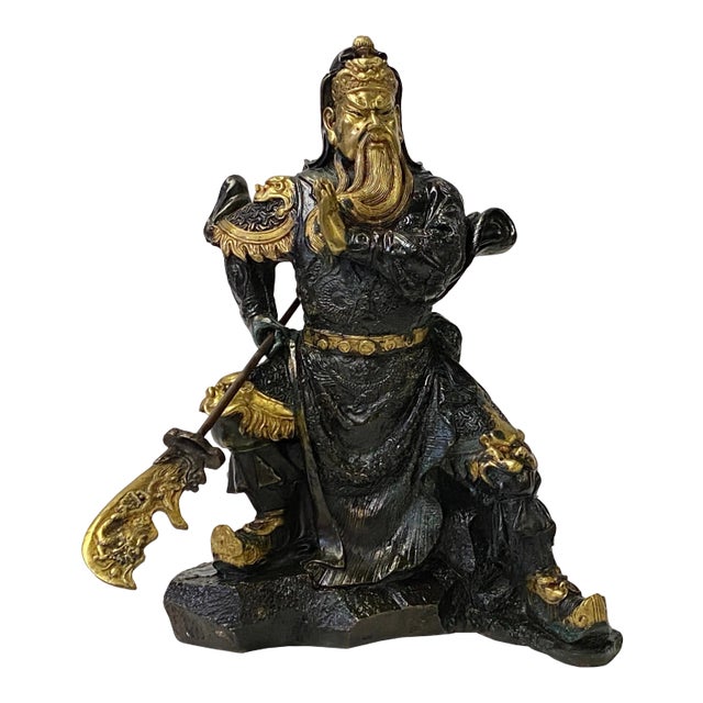 Chinese Handmade Metal Guan Yu Zheng Fei General Quan Statue For Sale