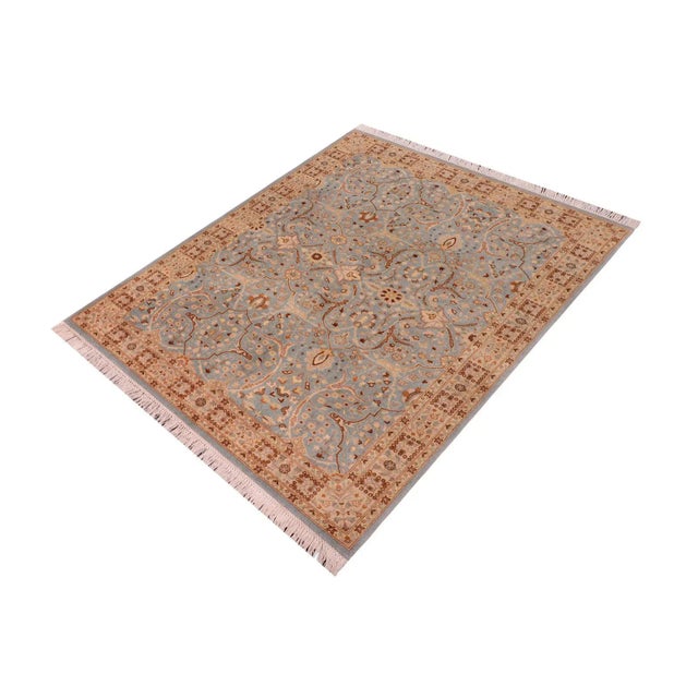 Shabby Chic 1980s Shabby Chic Istanbul Blue/Ivory Turkish Hand-Knotted Rug -4'2 X 6'2 For Sale - Image 3 of 10