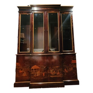 Chinoiserie Breakfront Display Cabinet by Drexel For Sale