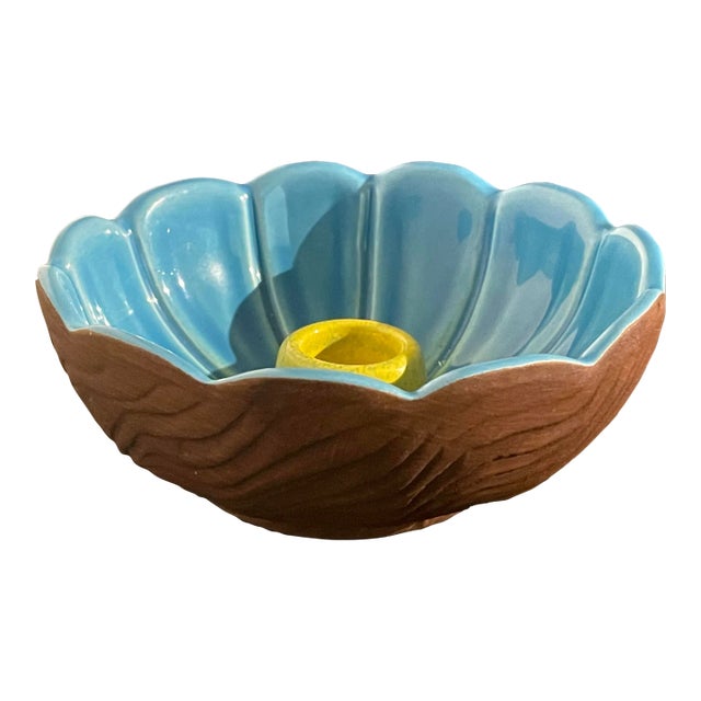 Mid-Century Sequoia Ware Usa Pottery Candleholder Catchall For Sale