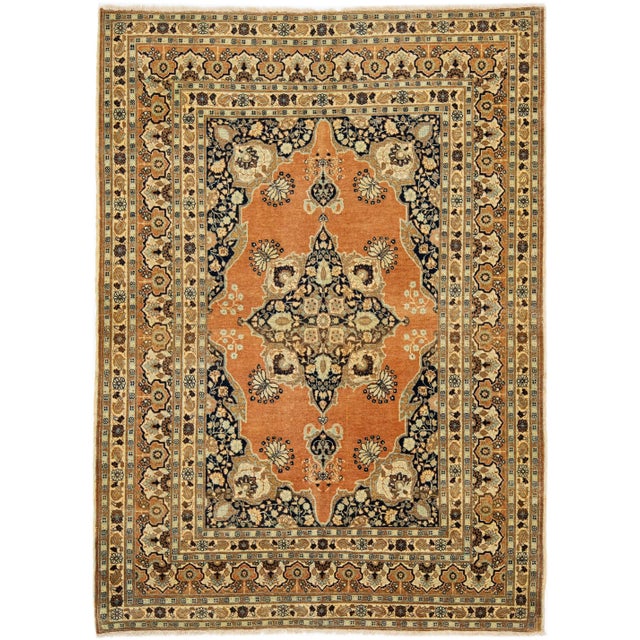 Textile 1920s Antique Handmade Persian Tabriz Scatter Wool Rug With Allover Motif For Sale - Image 7 of 7