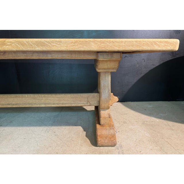 Wood French Bleached Oak Farmhouse Dining Table, 1920s For Sale - Image 7 of 18