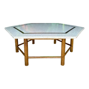Harvey Probber Hexagonal Terrazzo With Brass Inlay Coffee Table