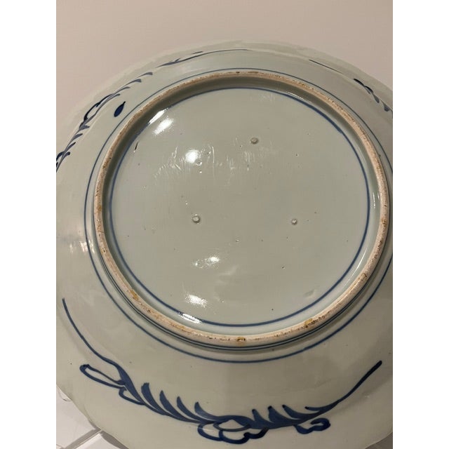 Antique Blue and White 17" Wide Fuyode Plate - Circa 1830 For Sale - Image 15 of 17