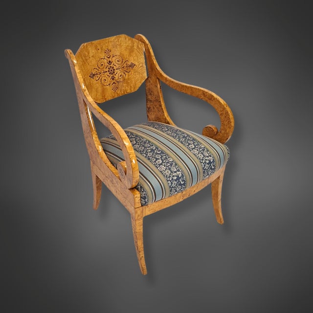 Biedermeier Russian Baltic Armchairs in Curly Birch, 1835, Set of 4 For Sale - Image 8 of 18