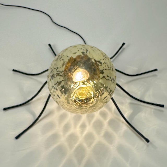 Black Italian Brutalist Iron and Murano Amber Glass Spider Wall Lamp, 1960s For Sale - Image 8 of 10