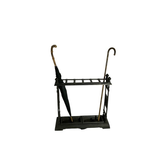 Black Victorian Cast Iron Umbrella Stand with Removable Drip Trays, 1980s For Sale - Image 8 of 13