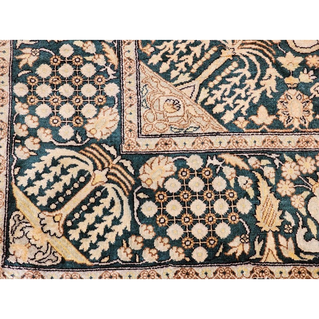 Vintage Indian Silk Rug, Hand-Knotted Geometric Design, 6' x 9' For Sale - Image 11 of 15