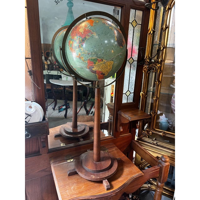 Brown 1970s Streamlined Designed Wooden MCM Standing Globe For Sale - Image 8 of 12