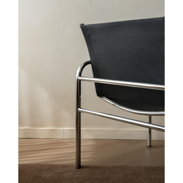 Black Vintage Bauhaus Klinte Lounge Chairs in Chrome and Leather by Tord Björklund for Ikea, 1980s, Set of 2 For Sale - Image 8 of 18