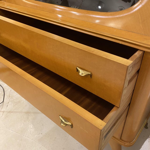 Mid-Century Modern Vintage Italian Honey Color Secretaire, 1950s For Sale - Image 3 of 11