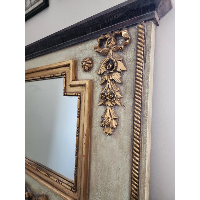Wood French Style Trumeau Mirror For Sale - Image 7 of 7