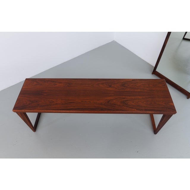 Vintage Danish Rosewood Bench with Drawers and Mirror by Kai Kristiansen, 1960s, Set of 3 For Sale - Image 15 of 18