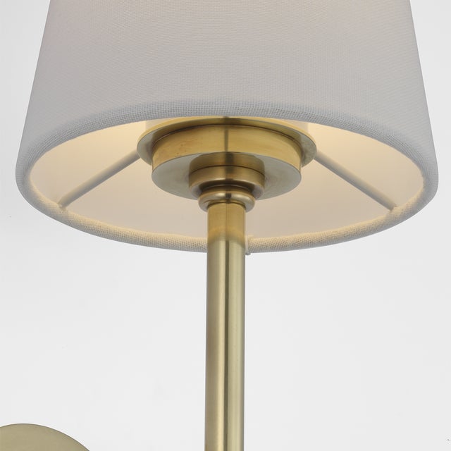 Visual Comfort Suzanne Kasler for Visual Comfort Signature Camille 20" Cordless Sconce in Hand-Rubbed Antique Brass with Linen Shade For Sale - Image 4 of 14