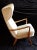 Vintage Ahorn Wood Frame Beige Velour Fabric Cover Wing Chair, 1970s For Sale - Image 3 of 9