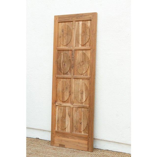 Brown Handcarved Teak Indo-Portuguese Tall Door For Sale - Image 8 of 9
