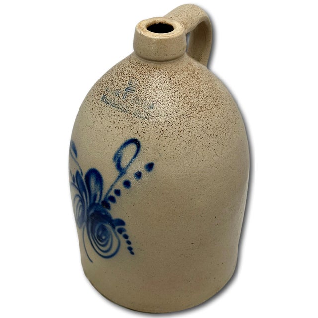 Excellent Antique American 2 Gallon Blue Decorated Stoneware Jug by F B Norton & Co. Worcester Massachusetts 1880s For Sale - Image 9 of 18