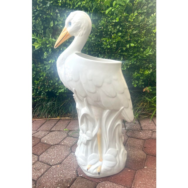 Italian Heron Egret Umbrella Stand For Sale - Image 10 of 10