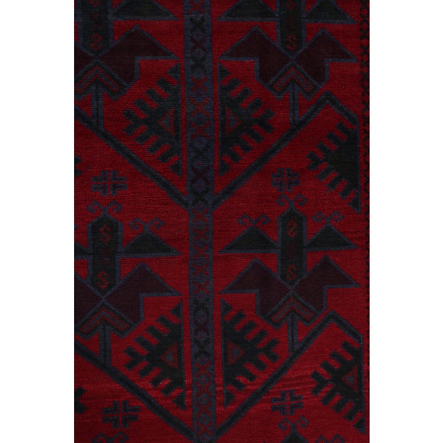 Rug & Kilim’s Baluch Tribal Rug in Red With Burgundy and Blue Geometric Patterns For Sale In New York - Image 6 of 7