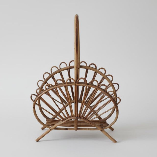 Tan Bamboo Magazine Holder attributed to Franco Albini, 1960s For Sale - Image 8 of 9